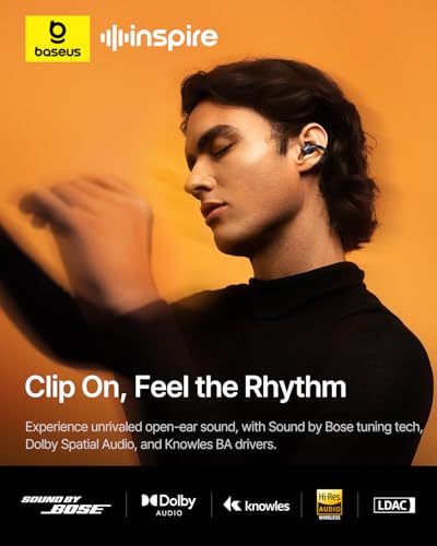 Open Ear Clip-On Wireless Earbuds with Clear Call Mic