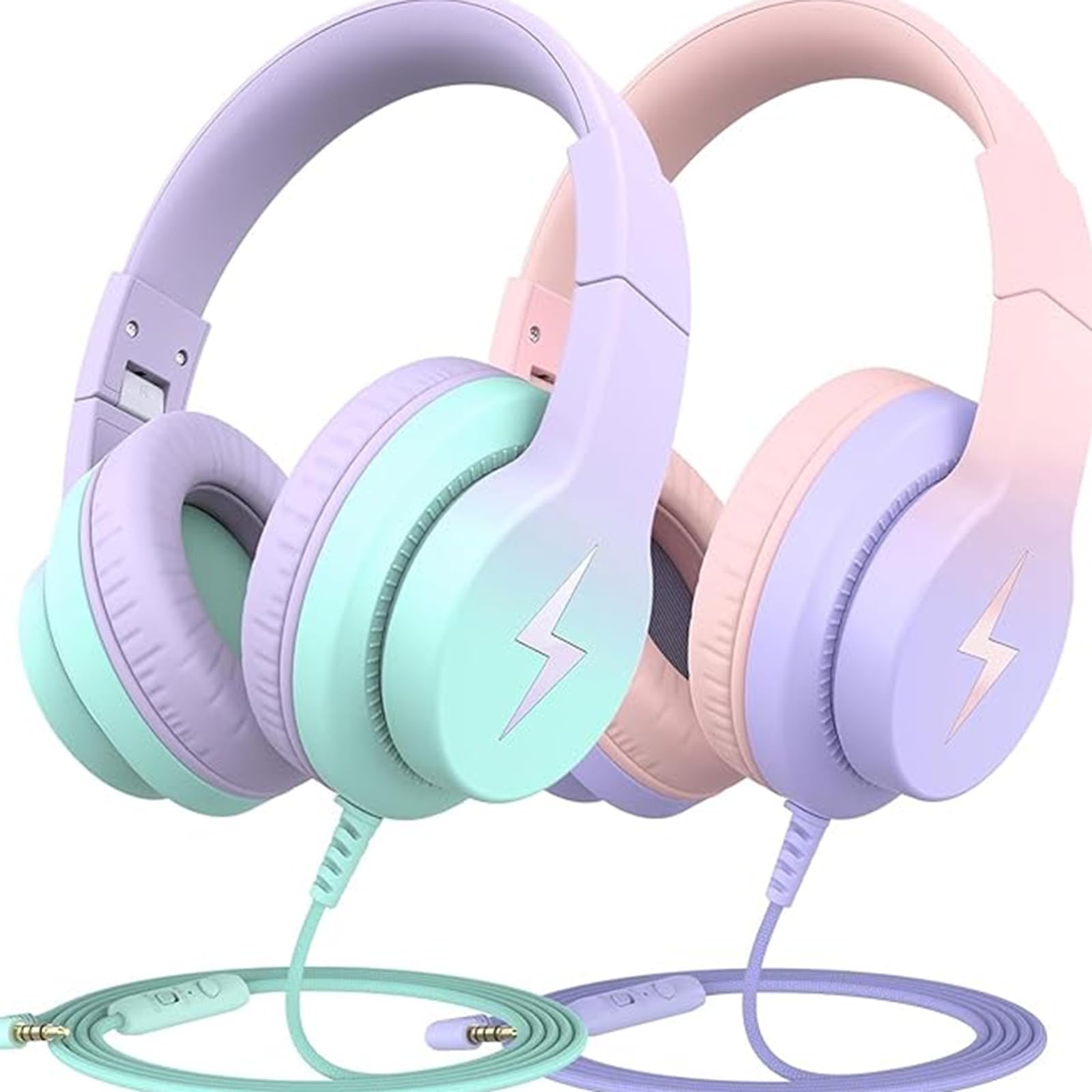 Kids Wired Over-Ear Headphones with Mic and Volume Limit