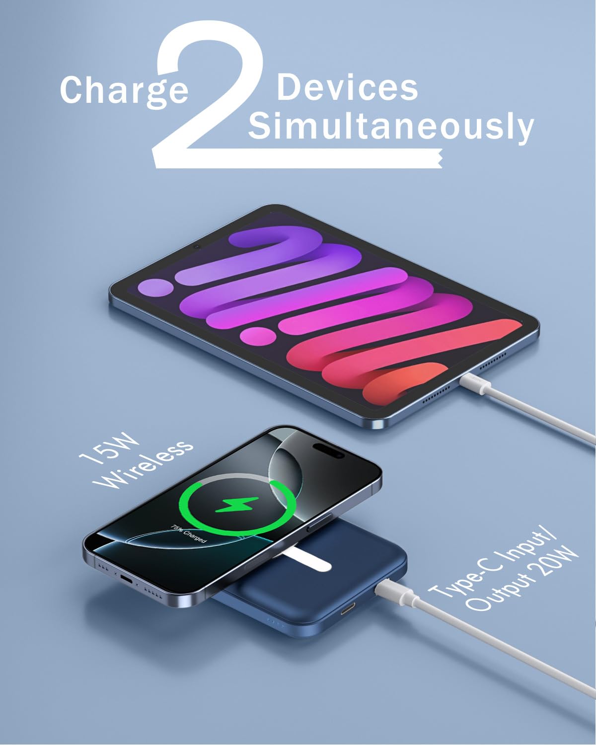 5000mAh Magnetic Wireless Power Bank with 20W Fast Charging