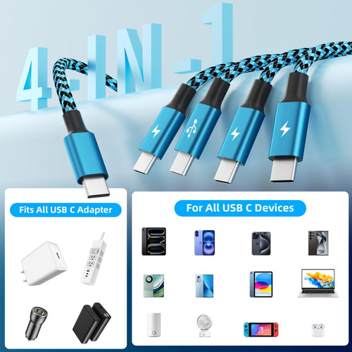 4-in-2 USB-A and Type-C Universal Multi Charging Cable