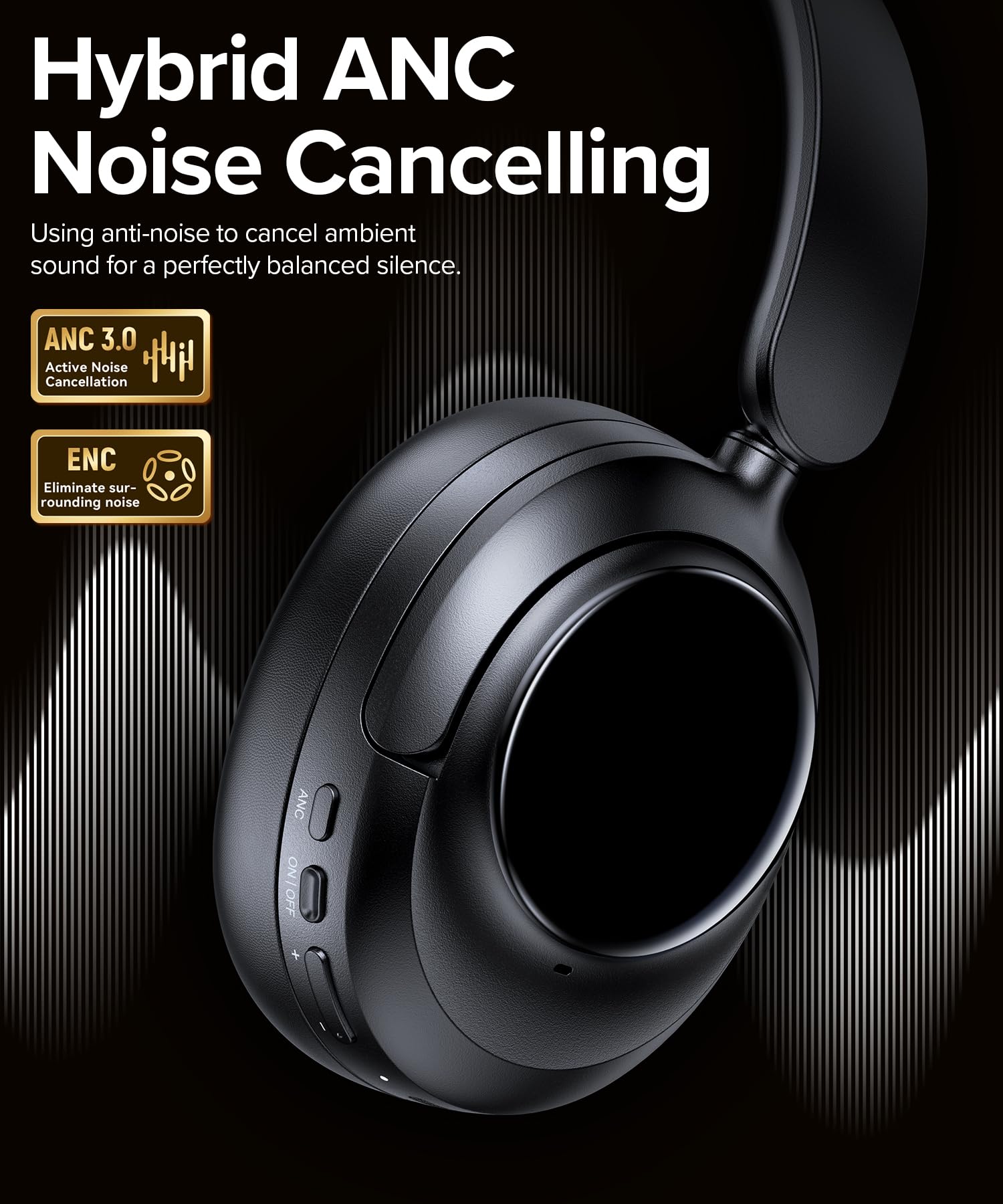 Hybrid Noise Cancelling Bluetooth Over-Ear Headphones