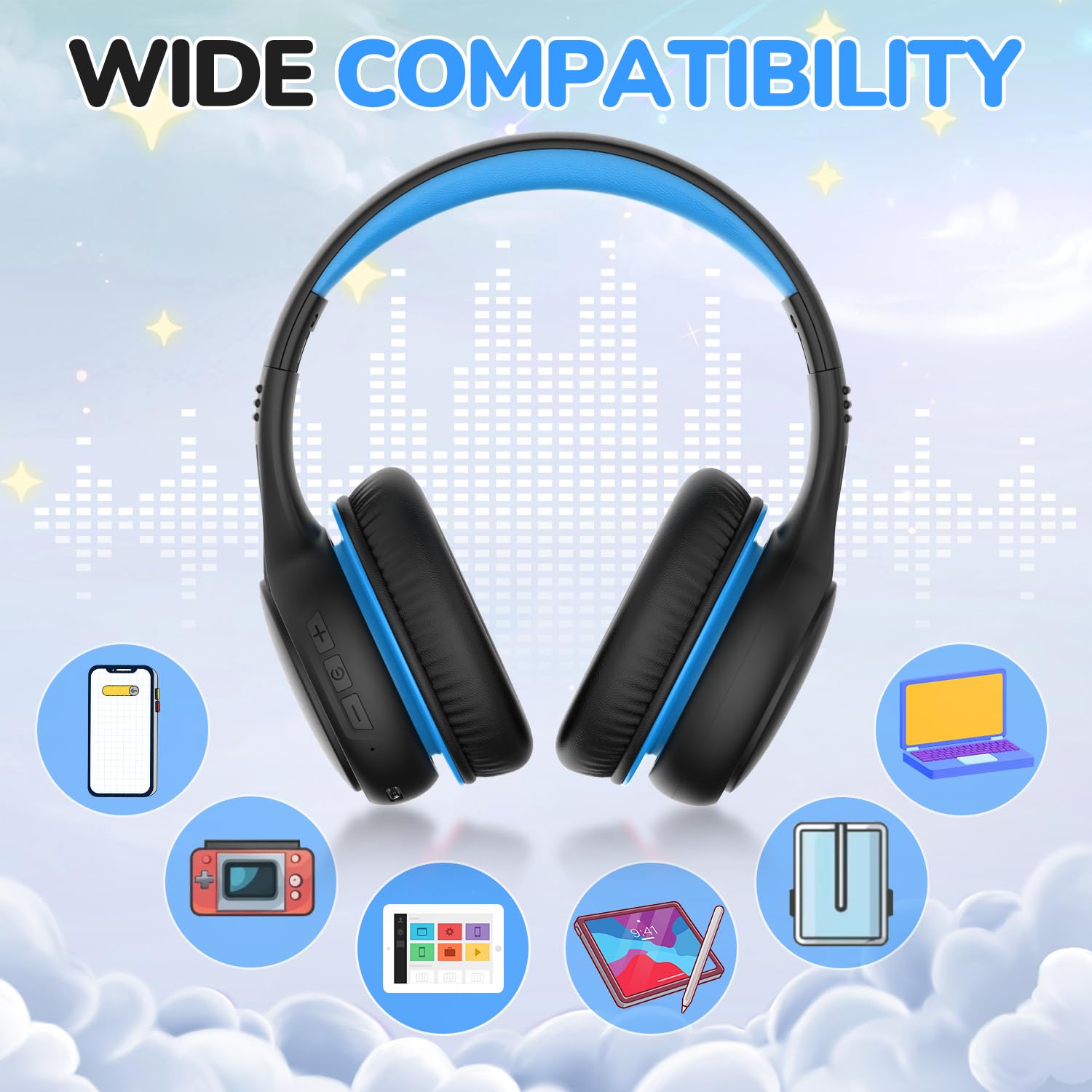 Kids Bluetooth Headphones with Mic and Safe Volume Limit