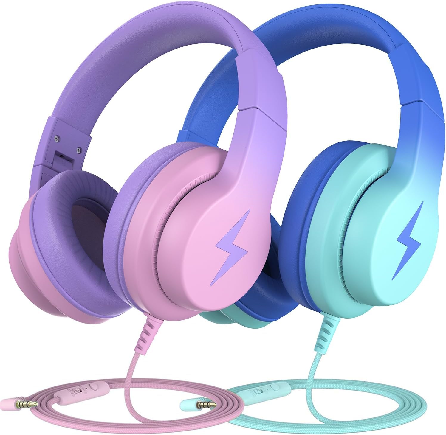 Kids Wired Over-Ear Headphones with Mic and Volume Limit