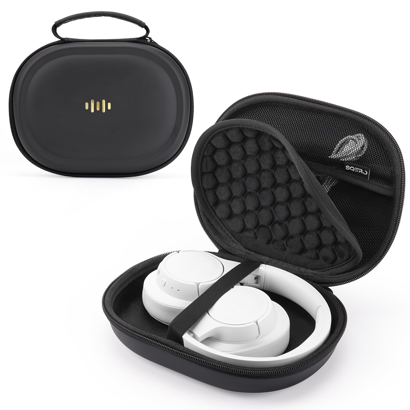 Hard Shell Headphone Travel Case with PU Pocket Organizer