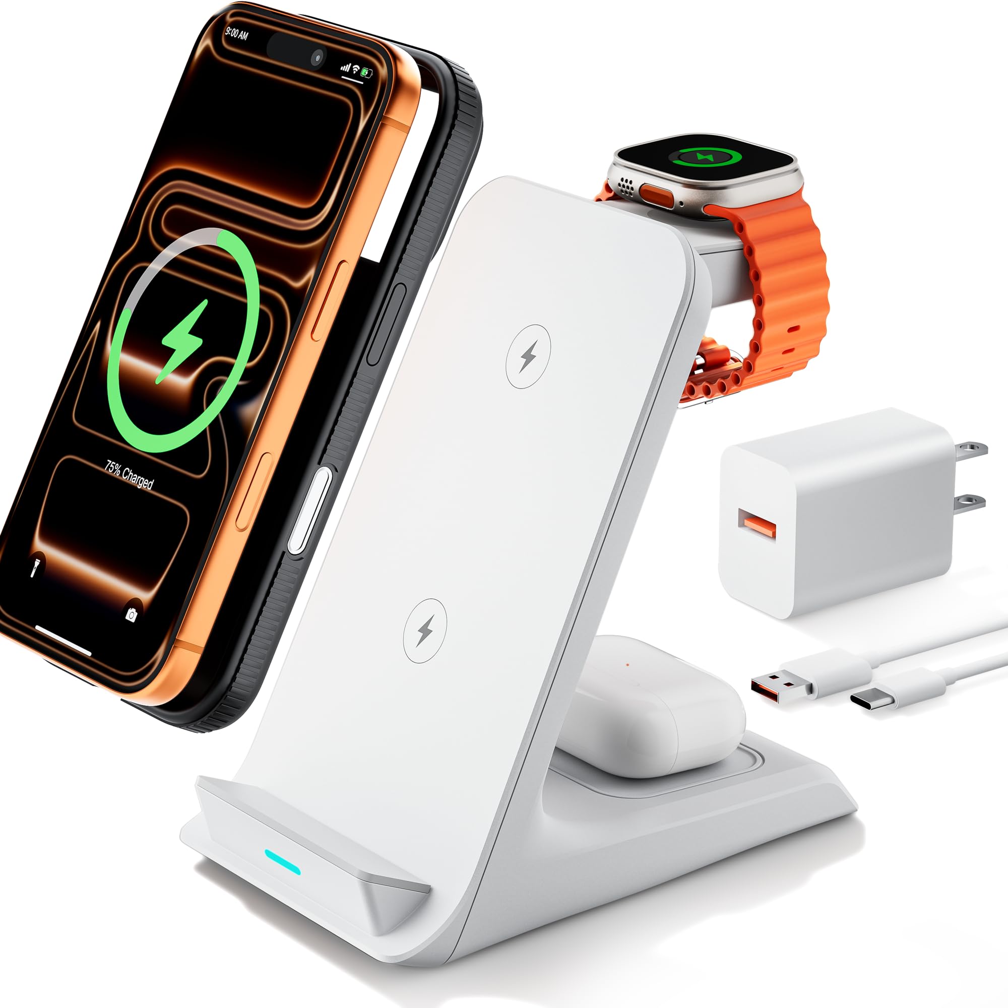 3-in-1 Wireless Charging Station for Phone Watch Earbuds
