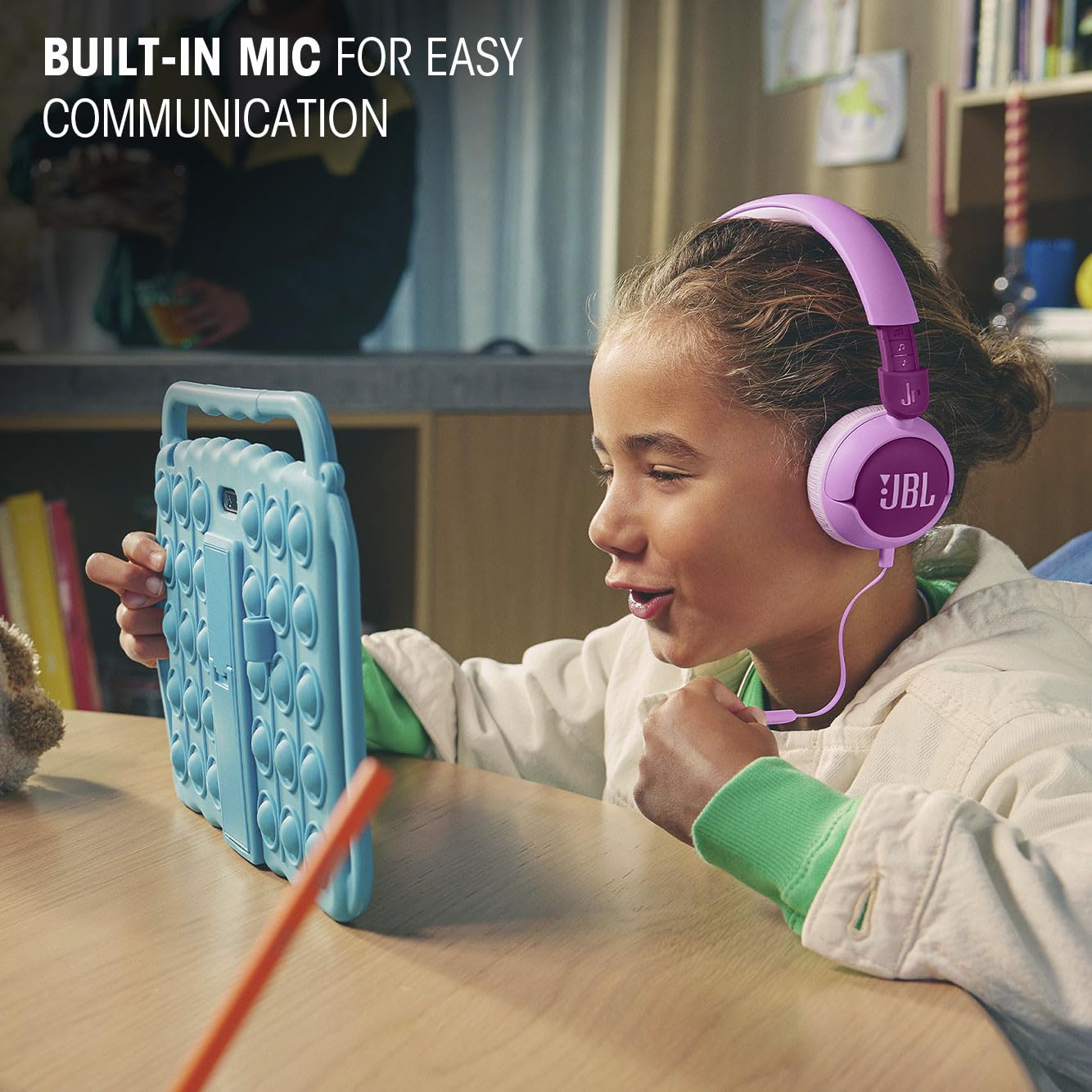 Kids Wired On-Ear Headphones with Mic and Safe Volume