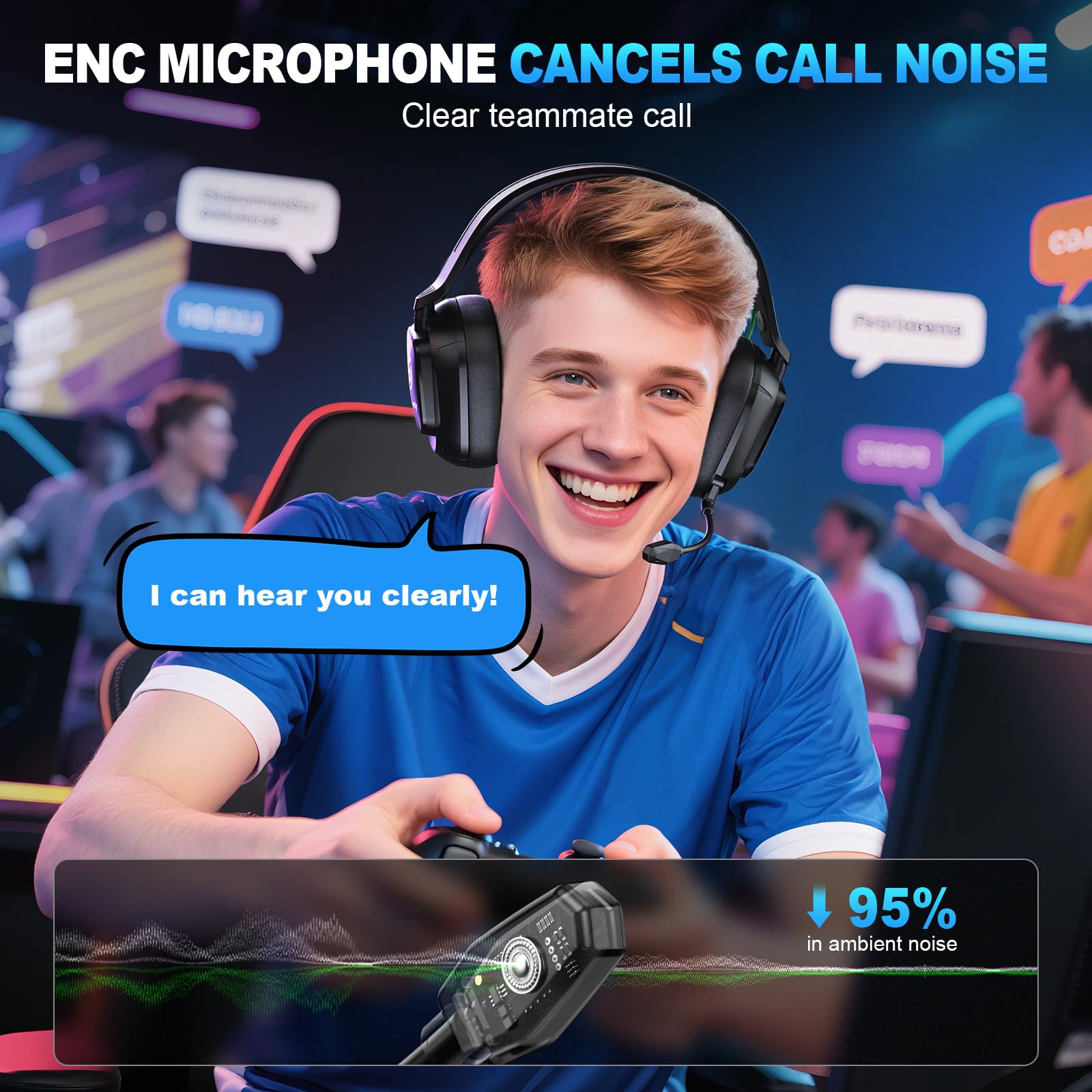 2.4GHz Wireless Gaming Headset with Noise Canceling Mic