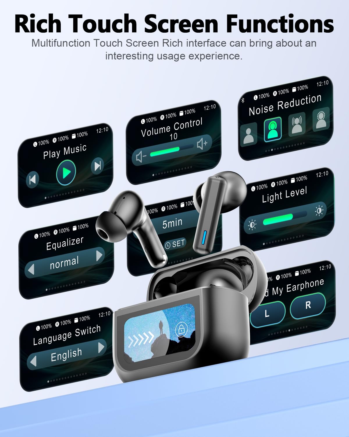 ANC Wireless Bluetooth Earbuds with Noise Canceling Mic