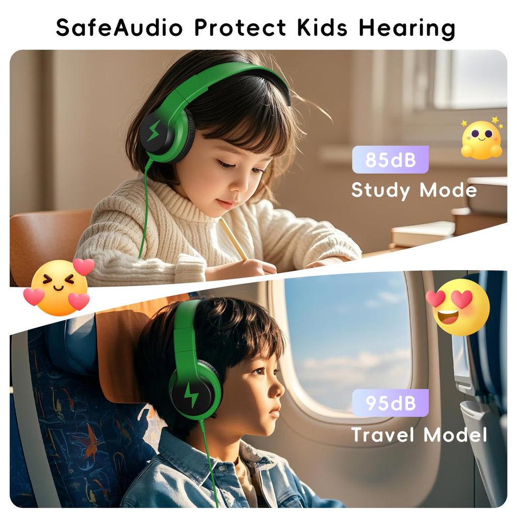 Kids Wired Over-Ear Headphones with Mic and Volume Limit