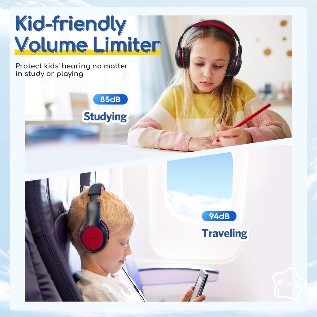 Kids Wired Headphones with Mic and Safe Volume Limit