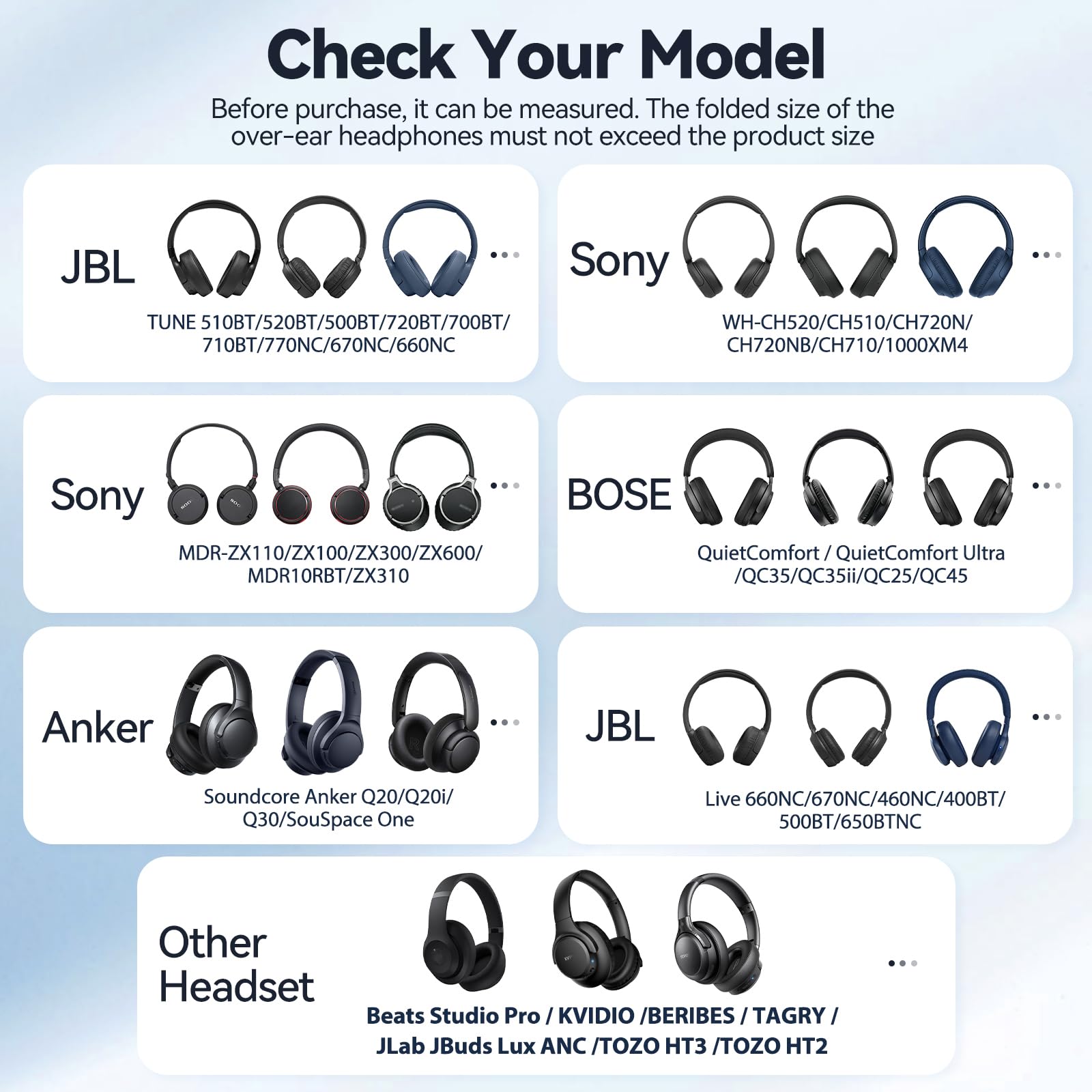 Hard Shell Carrying Case for Wireless Over-Ear Headphones