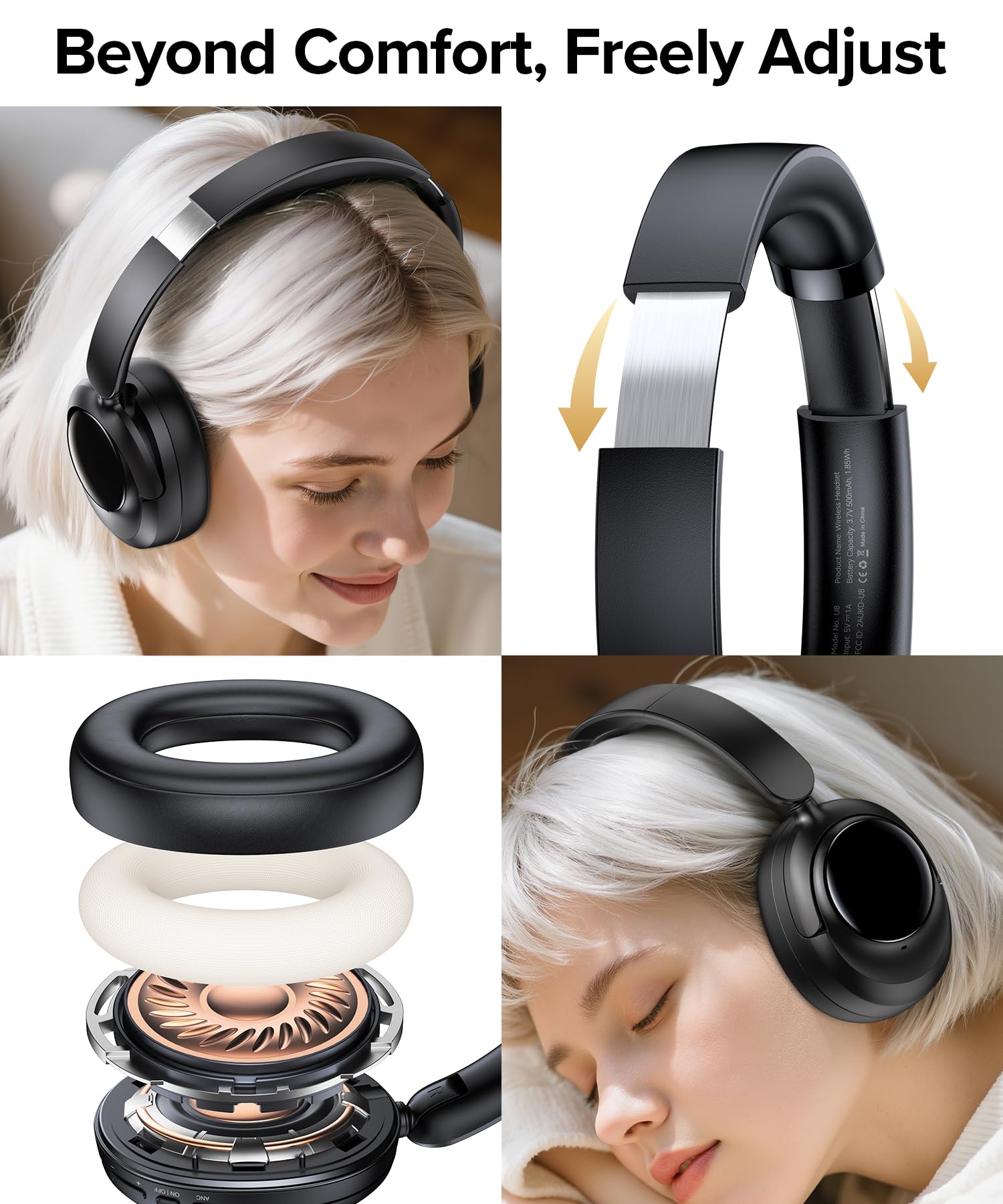Hybrid Noise Cancelling Bluetooth Over-Ear Headphones