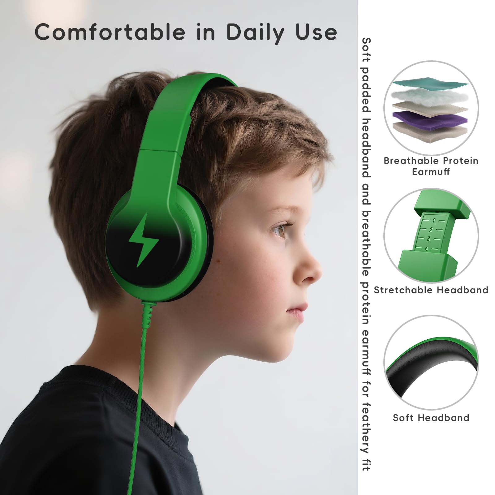 Kids Wired Over-Ear Headphones with Mic and Volume Limit