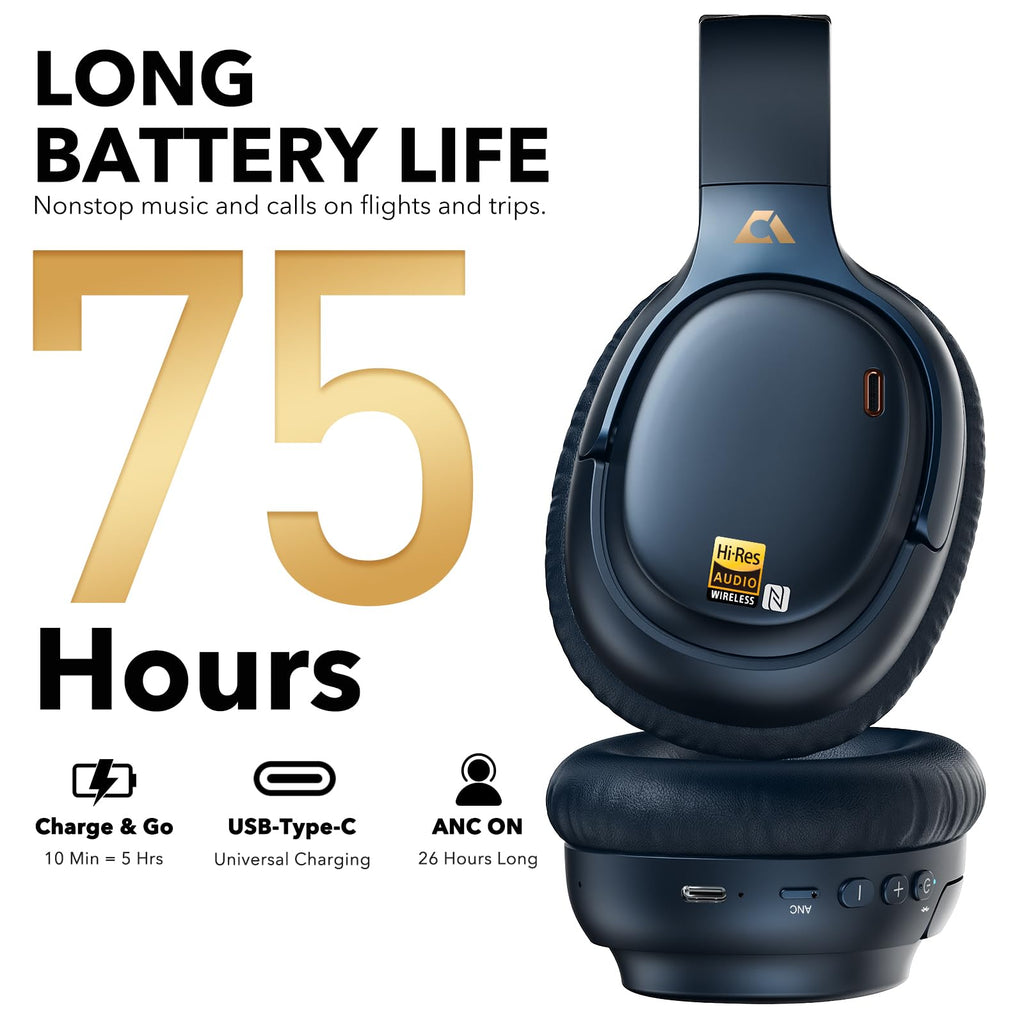 Hybrid Noise Cancelling Bluetooth Over-Ear Headphones