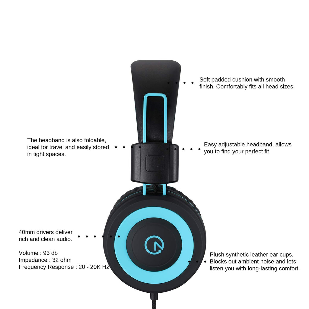 Kids Foldable Wired On-Ear Headphones with 3.5mm Jack