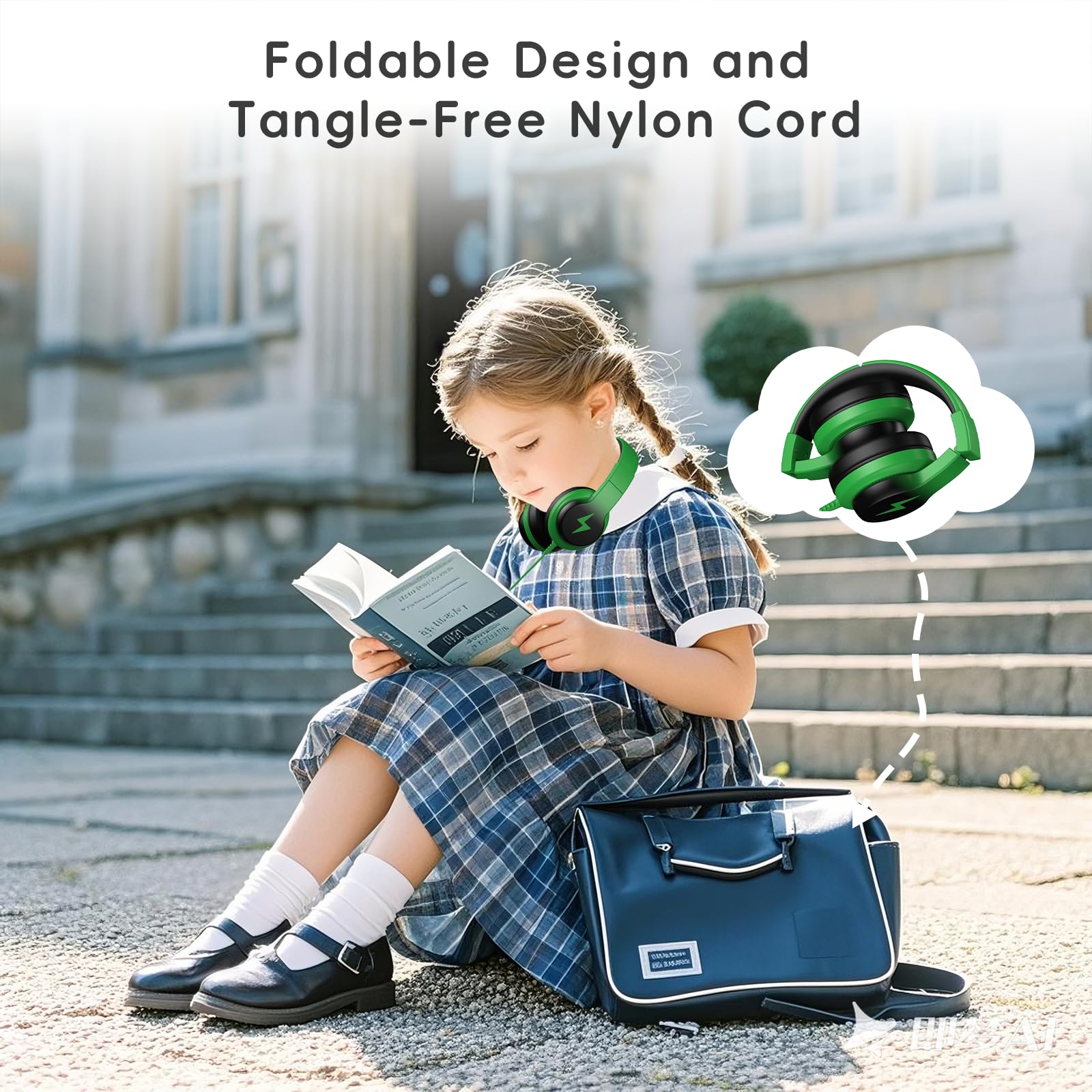 Kids Wired Over-Ear Headphones with Mic and Volume Limit