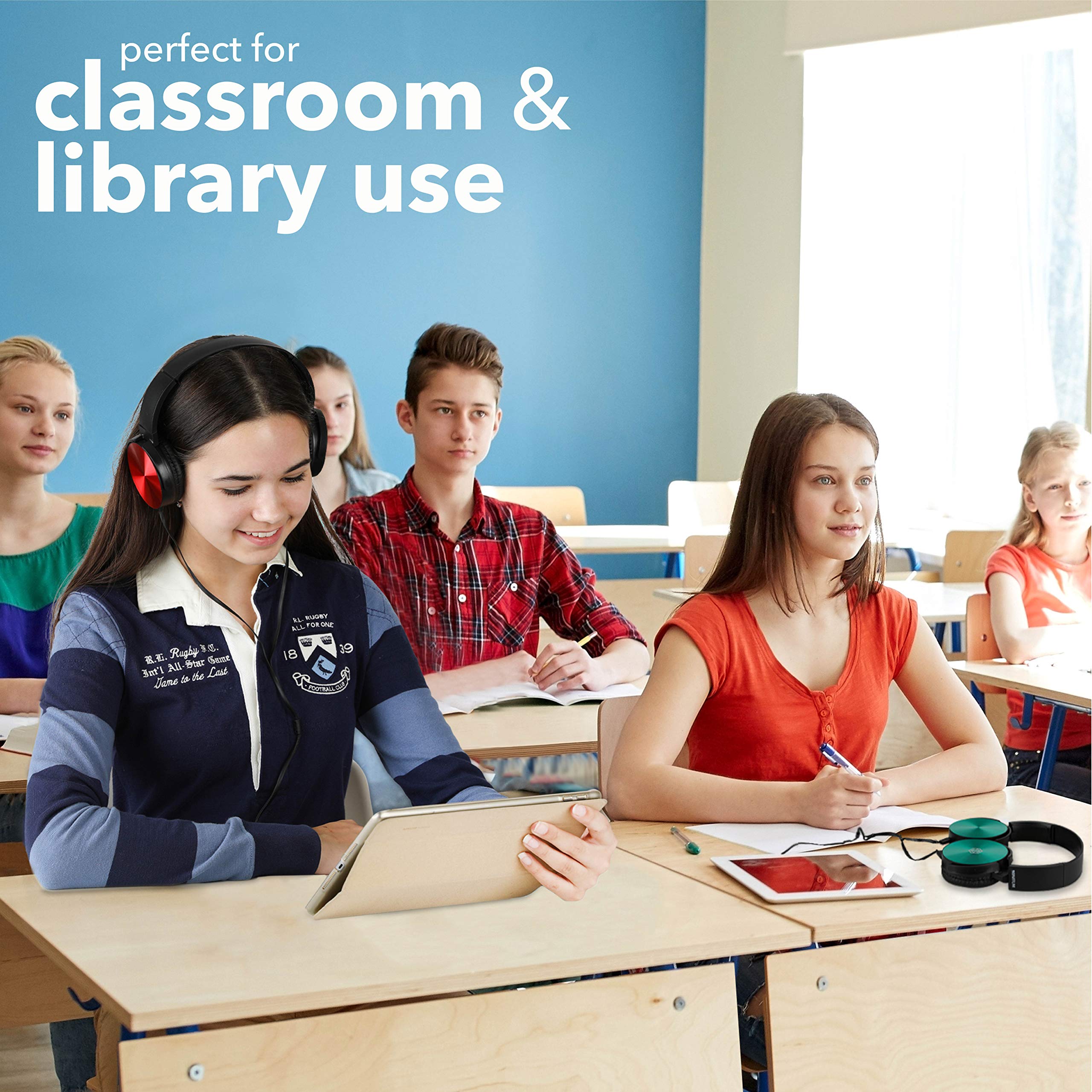 Classroom Student On-Ear Headphones 5-Pack with 3.5mm